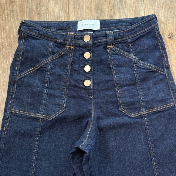 Dear John Jeans Straight Leg sz high Rise dark blue cropped - Picture 2 of 6